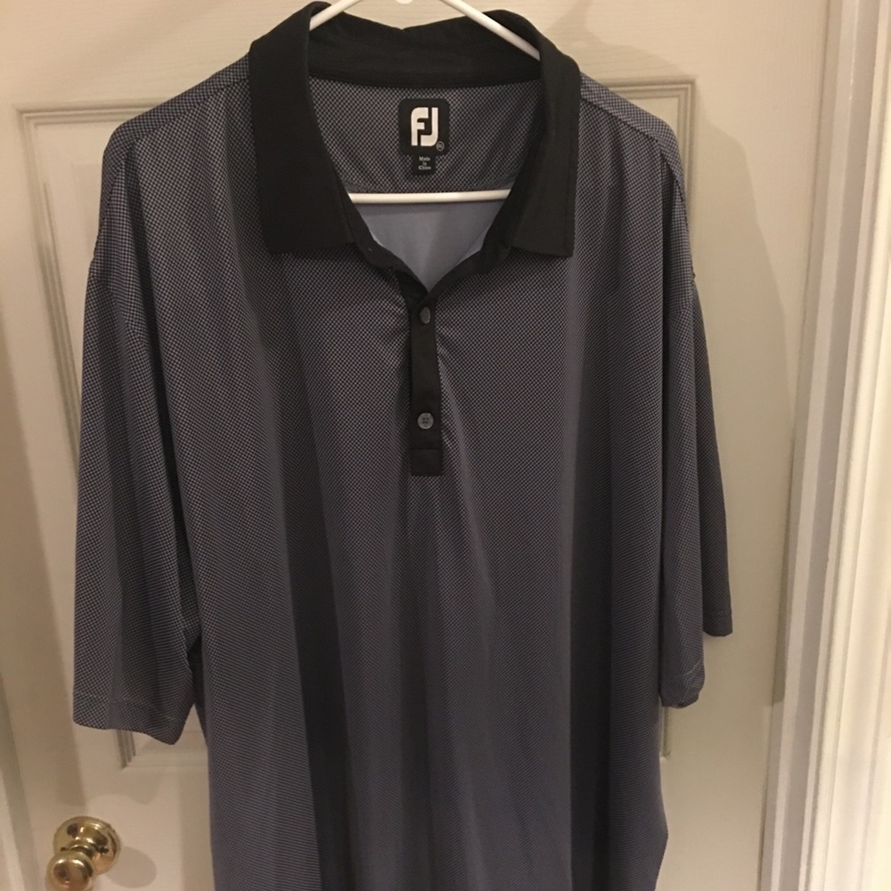 FootJoy Men’s Grey And Black Checkered Polo Golf Shirt Size 3XL
